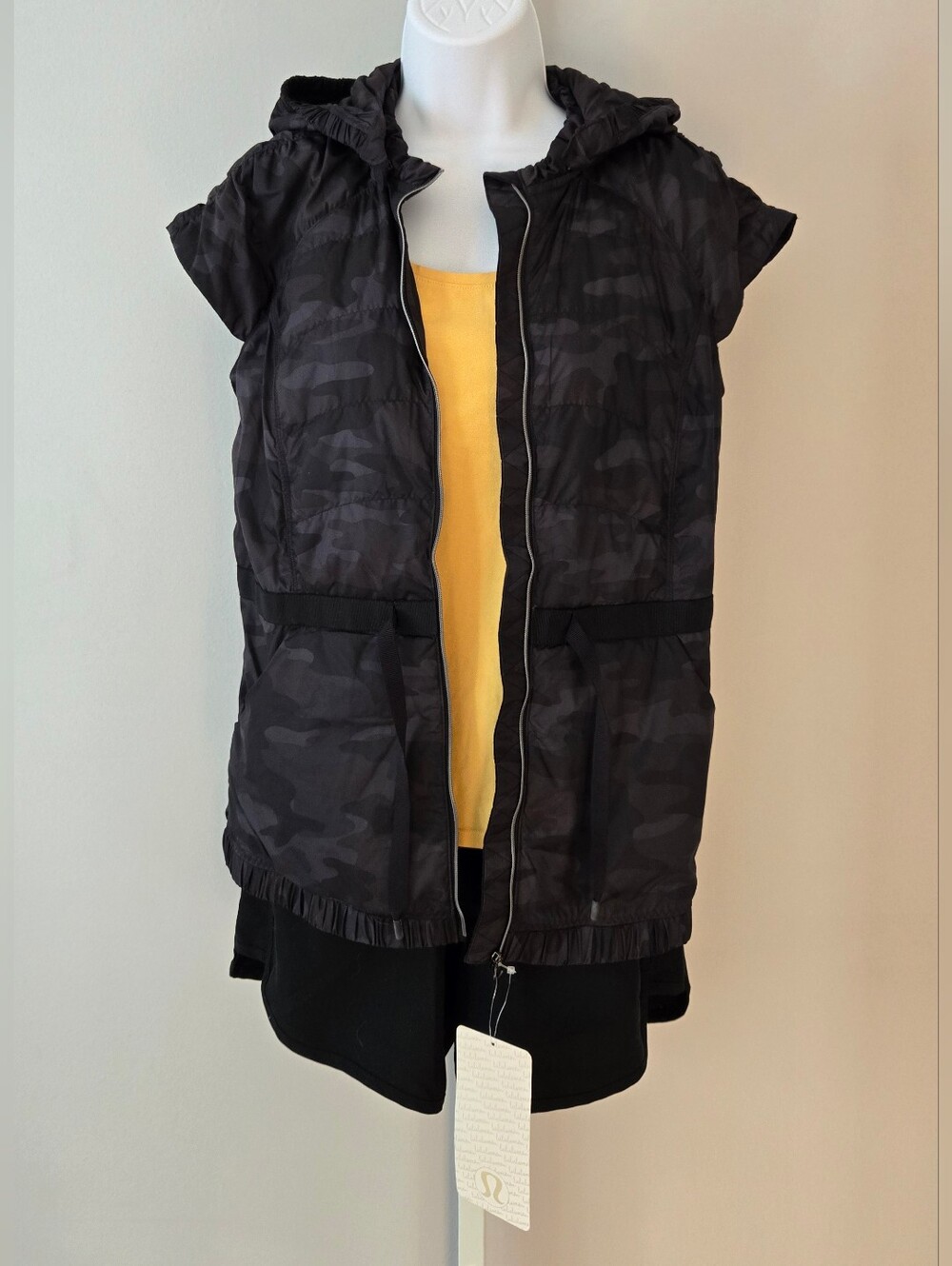 lululemon athletica Black Camo Quilted Hooded Vest